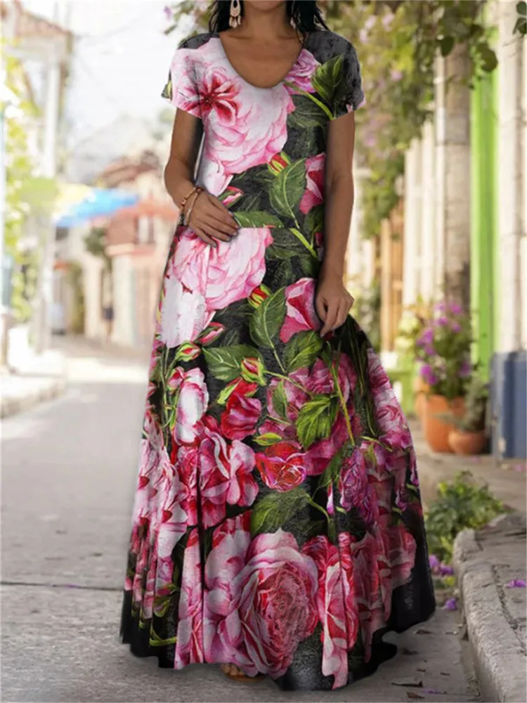 Vestidos De Verano Elegantes Vestido Largo Floral Verano 2024 - Main Image