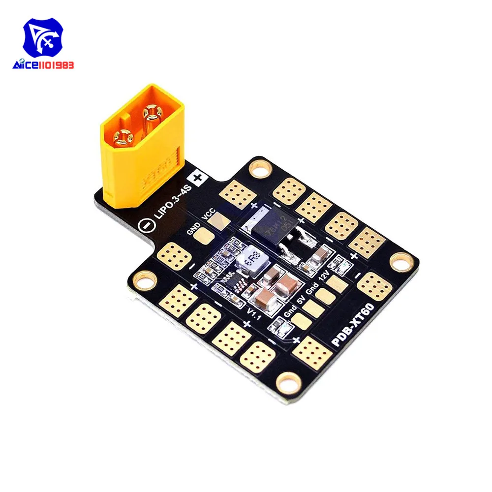 PDB XT60 avec BEC 5V/12V pour Drone FPV, installée sur un châssis de drone