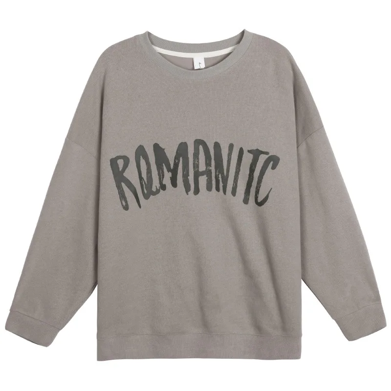 

Women Oversize Cotton Sweatshirt Pullover Lettering Crew Neck Tops Autumn
