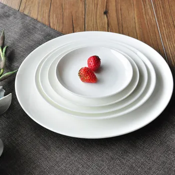 

1PC Bone china Plate-Dish-Personality Large Plate-Ceramic Plate-Soup bowl-Pure White Plate-Ceramic Western Tableware