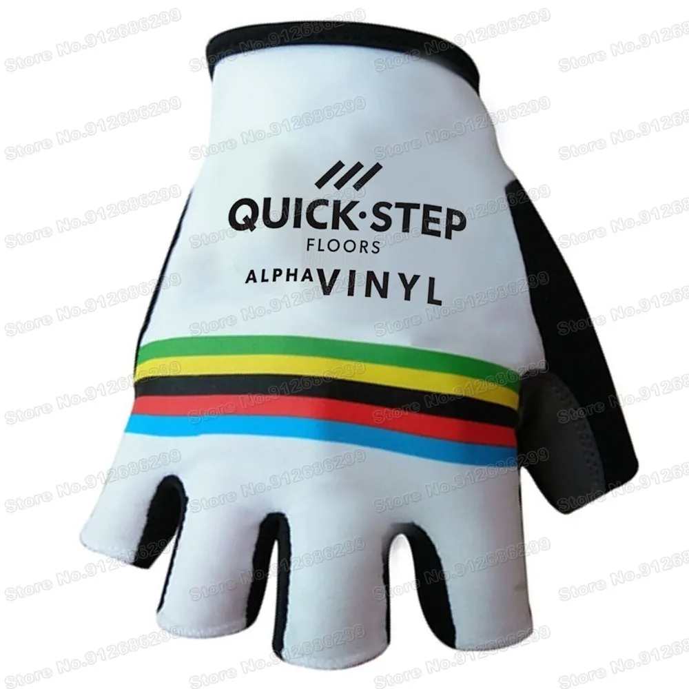 2022 Quick Step World Champion Cycling Gloves ALPHA-VINYL Road Bike Jerseys Alaphilippe Gel Half Finger Glove MTB Maillot Gant | Спорт и