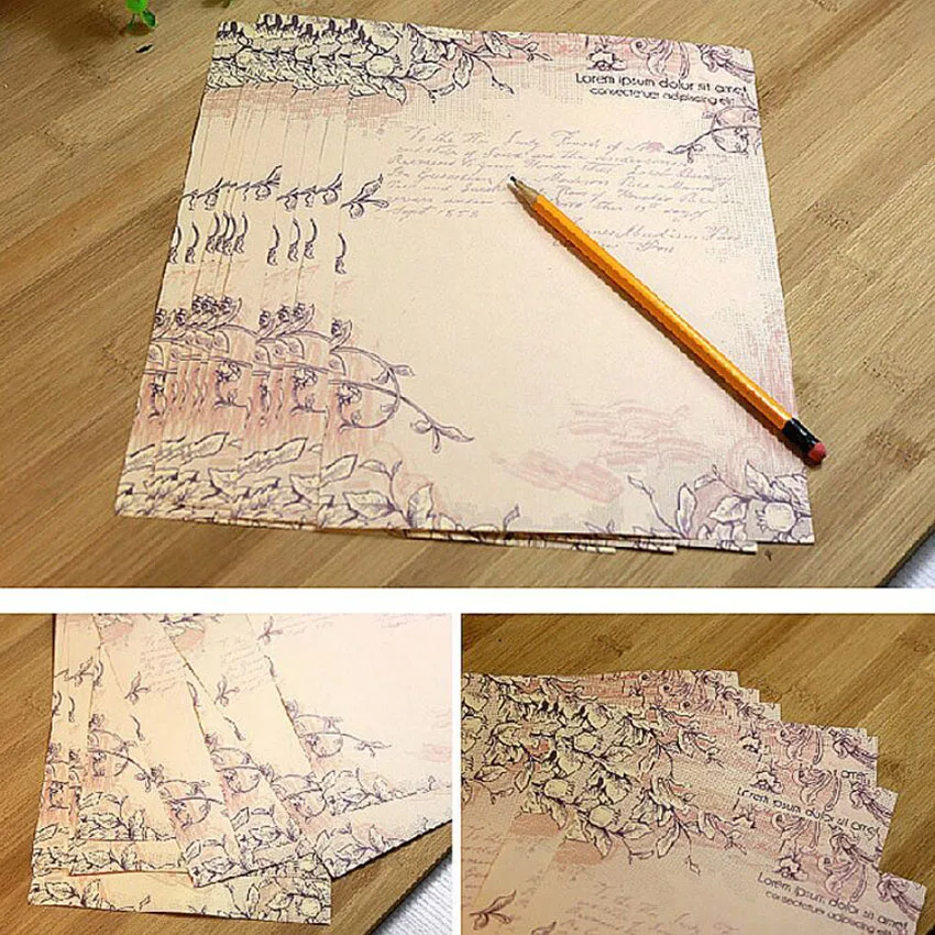 Lot De 8 Feuilles De Papier à Lettres Rétro, Style 1