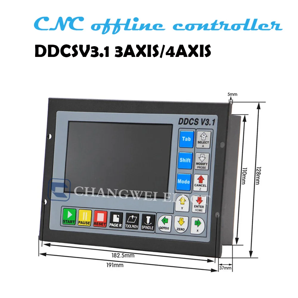 CNC 컨트롤러 특별 가격 3/4 축 500khz g 코드 오프라인 4 축 비상 정지 전자 스티어링 휠 mpg 75W24V DC