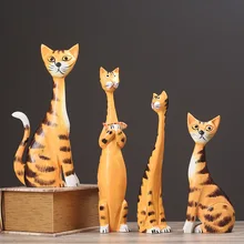 2 шт., креативные деревянные украшения в скандинавском стиле для кошек, домашний декор, резьба по дереву, живопись, миниатюрные предметы интерьера для кошек, подарки