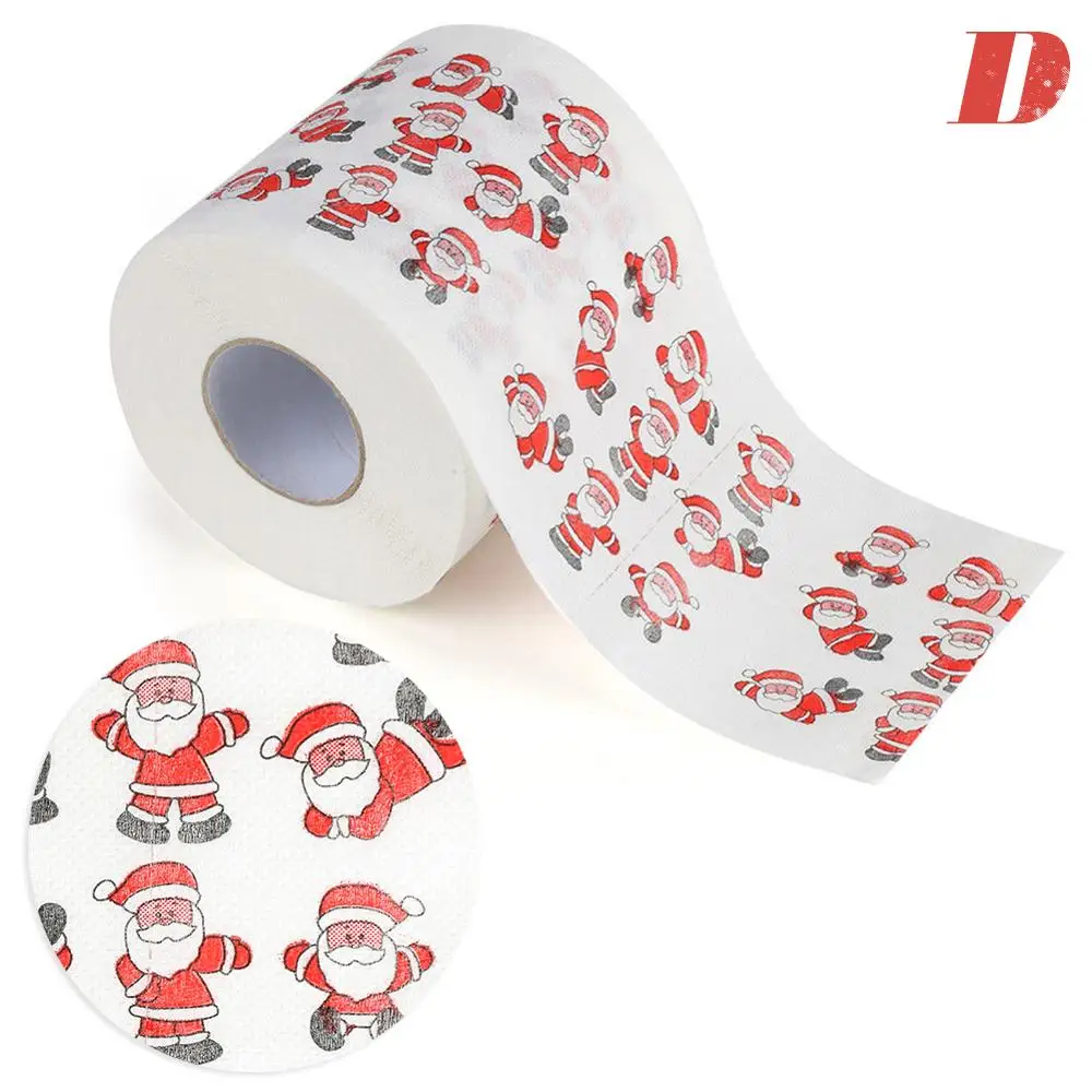Рождественская серия рулонных бумажных принтов забавная туалетная бумага праздничные принадлежности - Цвет: D