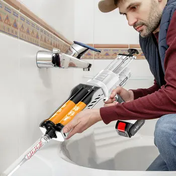 

Electric Glue Gun 16.8V Adjustable Speed 1.5Ah Lithium Battery Automatic Double Tube 680kg Thrust High Quality Construction Tool