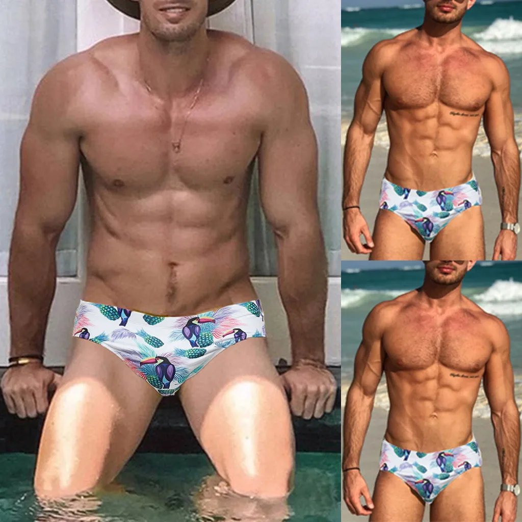 

Swimwear Men Printed Swimsuits Quick Dry Men's Swimming Briefs Gay Sexy Low Waist Swim Brief Shorts Beach Wear#4