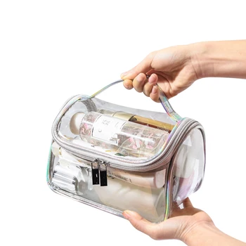 

Large Capacity Cosmetic Storage Bag Lightweight Make up Pouch Transparent Silver/ Transparent Black/ Transparent White