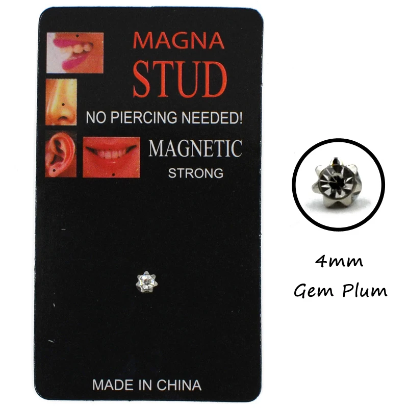 4mm Gem Plum 1 шт. смешанные стили без проколов магнит Ушная губная серьга кольцо-гвоздик в нос ювелирные изделия магнитный Туннель Вилки Серьги Поддельный пирсинг ювелирные изделия - Окраска металла: 4mm Gem Plum