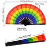 34 cm Large Folding Hand Fan Fold 1 pcs Dot Rainbow Print Black Bamboo & Nylon-Cloth Festival Handheld Fan For Gift ► Photo 2/6