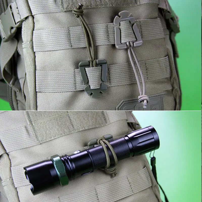 4pcs MOLLE Web Dominators with Elastic String, durable Tactical Strap Management Tool, Backpack Accessories, Tactical Gear Clip,