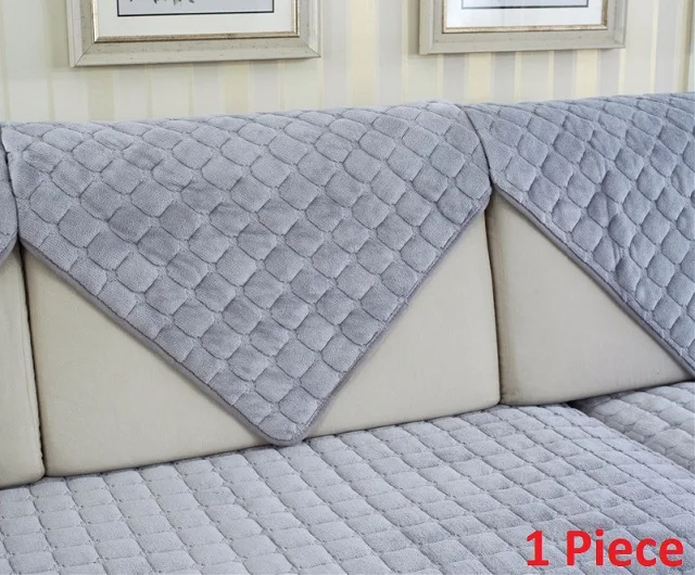 grey 1pcs Плюшевый стекающийся современный кофейный чехол для дивана, комбинированный набор полотенец для дивана, плед, нескользящий чехол для дивана, чехол для гостиной - Цвет: grey 1pcs