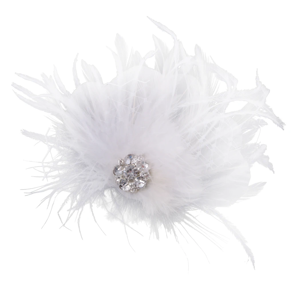 White Feather Headpiece Fascinator Hair Clips Wedding Bridal Hair Accessory