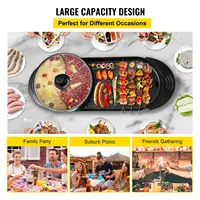 VEVOR 2 in 1 Electric BBQ Pan Grill Hot Pot Portable Smokeless Durable Material Fast Even Heated for Shellfish Vegetables Home 2