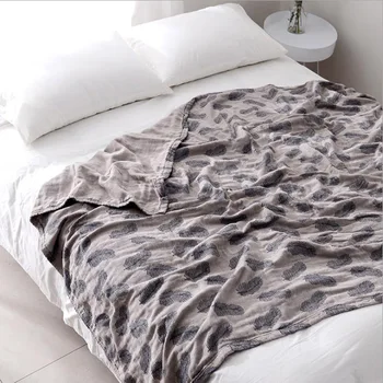

Cotton Muslin Summer Blanket Bed Cover Sofa Travel Breathable Feather Thread Large Soft Throw Blanket air conditioning blanket