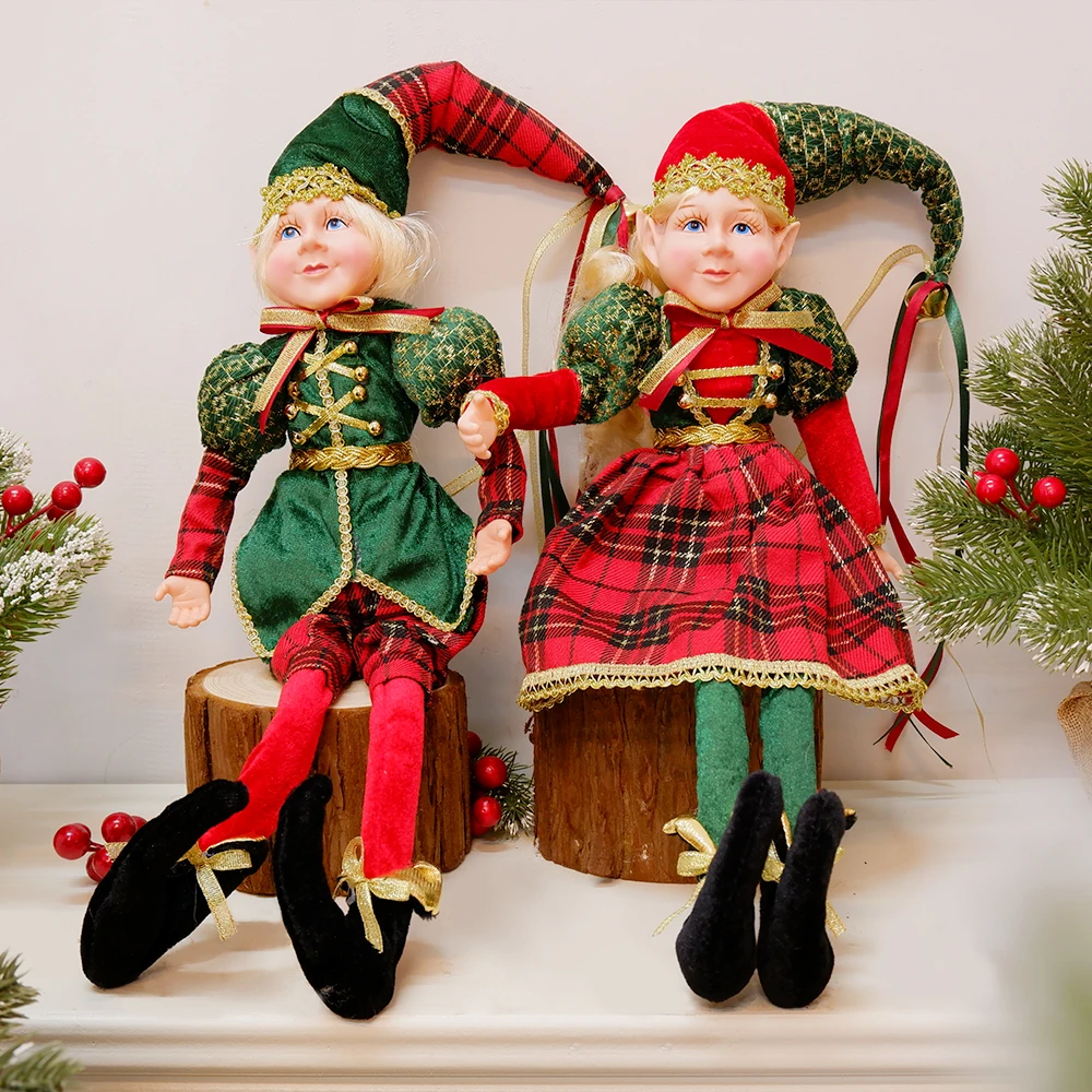 par elf casal de pelúcia natal para casa decoração natal navidad ano novo presentes kidstree pendurado ornamentos crianças brinquedos