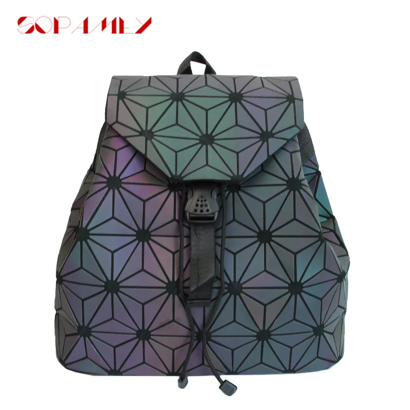 Tanio Nowy damski plecak fluorescencyjny sznurkiem geometryczny Plaid
