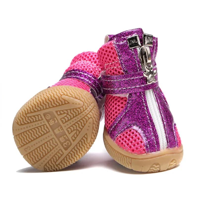 

Bling Bright PU Pet Shoes Summer Dog Sandals Breathable Mesh Small Dog Shoes For Teddy Bichon