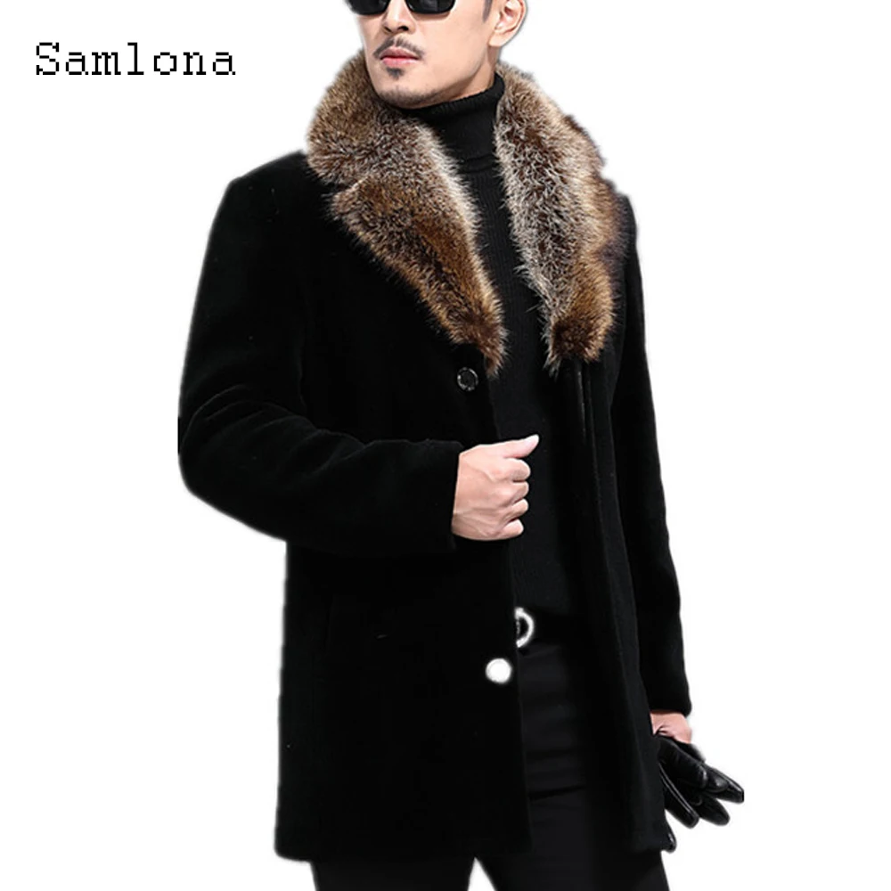 Sexy Fashion Men Clothing 2024 European Style Wool & Blend Coats Plus Size Man Lapel Collar retro Jacket Winter Velvet Outerwear