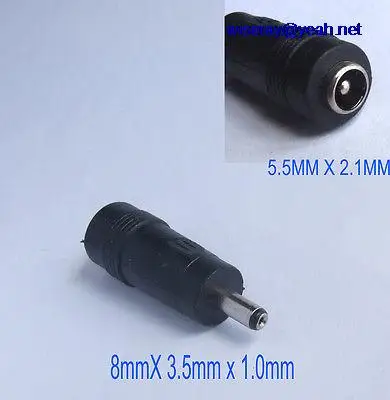 

DHL/EMS 100PCS 5.5x2.1mm female jack to 3.5mmX1.3mm DC Power Charger for Notebook Tablets -A8