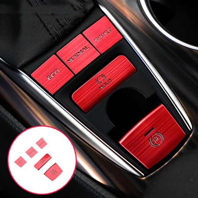 2pcs or 5pcs or 6pcs Car Electronic Handbrake Central Control Button Decoration Sticker Suitable for Toyota 8th Generation Camry 5 pcs Red