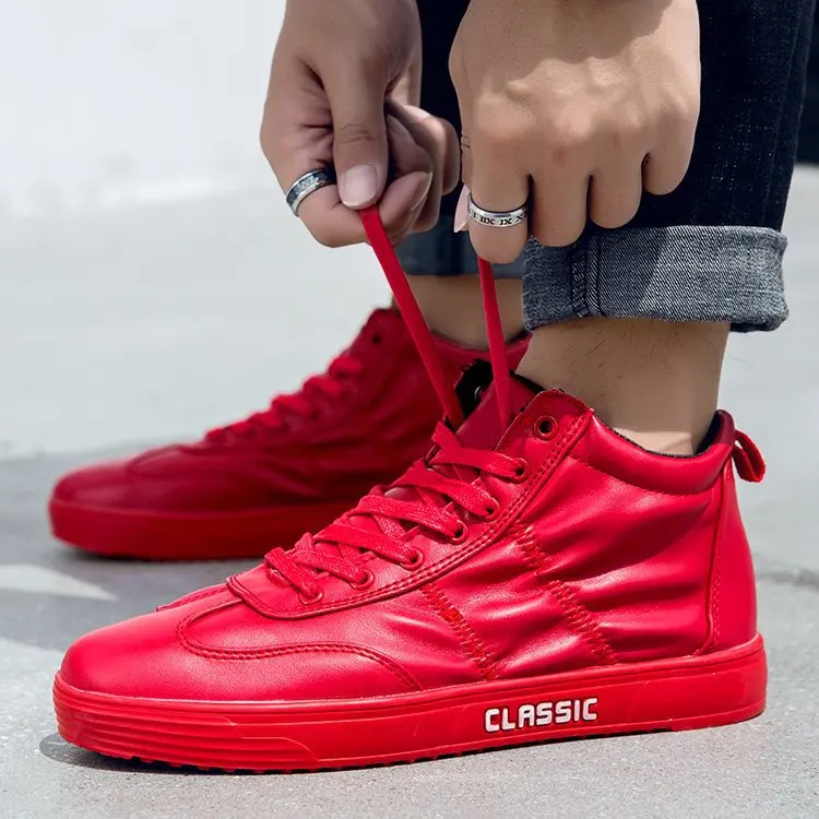 

Autumn And Winter 2018 Korean-style Hight-top Sports Casual Running Shoes plus Velvet Trend mian ban xie Men's