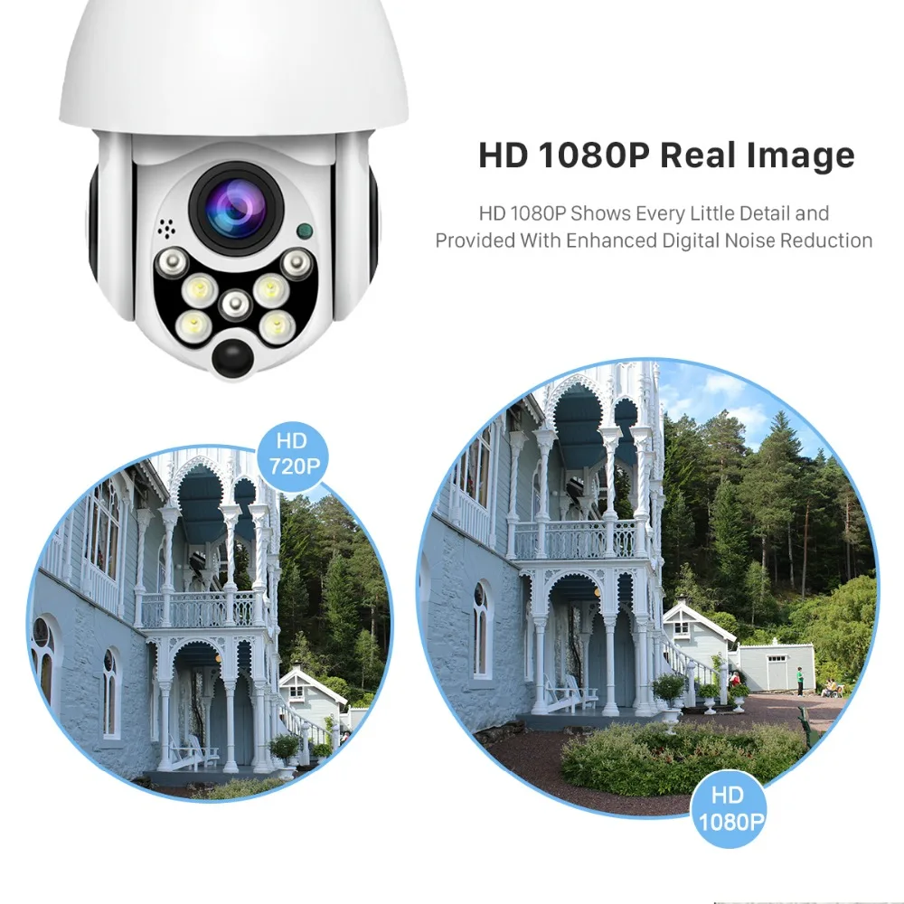 1080P Cloud Storage Wireless PTZ IP Camera 4X Digital Zoom Speed Dome Camera Outdoor WIFI Audio P2P CCTV Surveillance