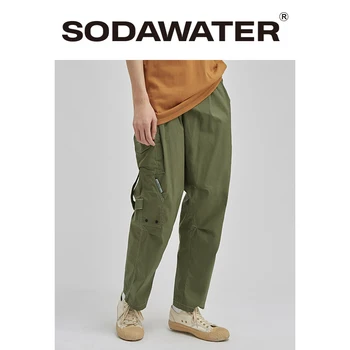 

SODAWATER 2020 New Style Men Cargo Pants Joggers Men Elastic Trousers Solid Color Loose Fit Harajuku Streetwear Harem Pant 3061S