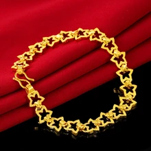 Star Link Chain Bracelet Unique Style Womens Jewelry Yellow Gold Filled Fashion Women Bracelet Gift