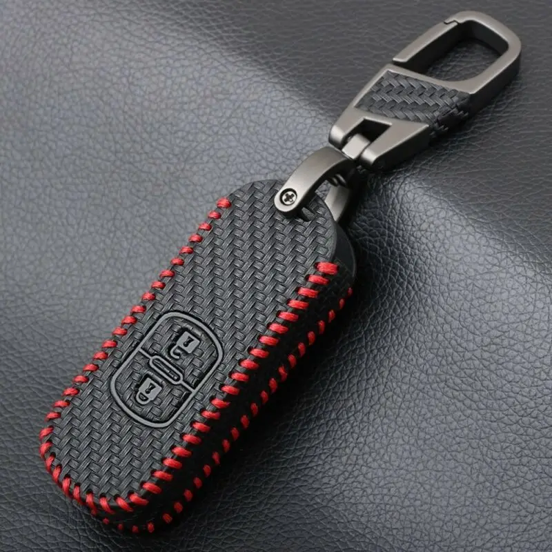 

1pc Leather 2 Button Car Key Case Protection Cover For Mazda 2 3 5 6 8 CX3 CX4 CX5 CX7 CX9 GT Car Key Case