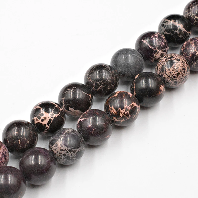 Natural Stone Coffee King Sea Sediment Turquoises Beads Blue Smooth Round Loose for Jewelry Making Fit DIY Charms Bracelet | Украшения и