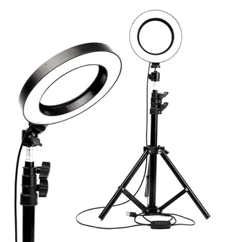

LED Ring Light 6" with Tripod Stand for Tik Tok YouTube Video Makeup Live Streaming Mini Camera Lamp 20cm Photographic Lighting