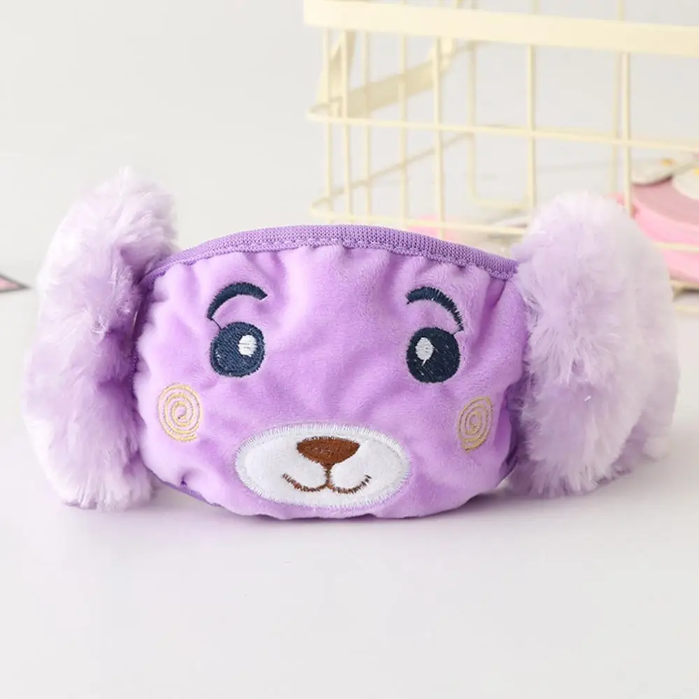 Winter Plush Children Face Masks Cartoon Ear Protectors Cotton Bear Kid Student Warm Earmuffs Warm Mouth Unisex Ear Cover 4