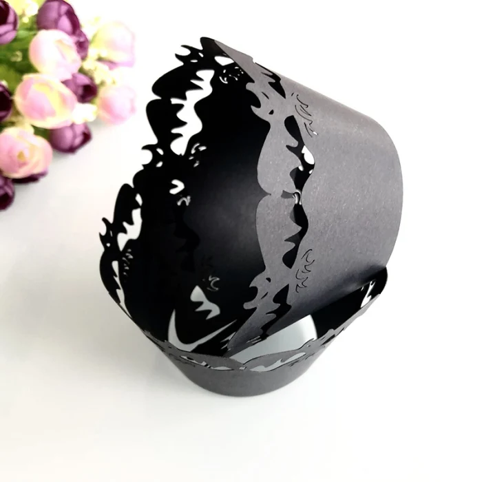 25pcs Filigree Artistic Bake Cake Paper Cups Little Vine Lace Cupcake Wrappers Baking Cup Holder PI669