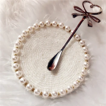 

Handmade Pearl Table Placemats for Cups Romantic Mats for Dining Table Luxury Coffee Table Decor Kitchen Decoration Accessories