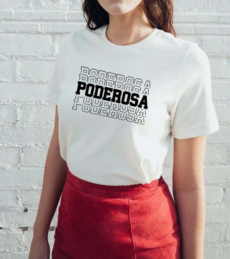 Poderosa/Новое поступление, женская летняя забавная Повседневная футболка из хлопка, испанские рубашки, милая рубашка «Латина» для женщин