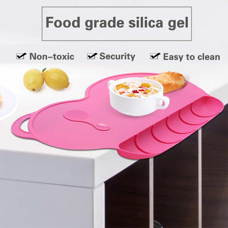Kids Baby Silicone Placemat Sucker Slip-resistant Waterproof Snack Mat Kid Dinner Table Feeding Food Plate Tray Dish FJ8 | Мать и ребенок
