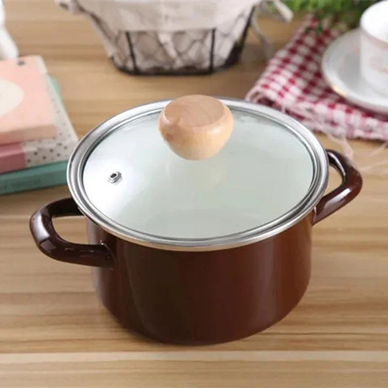 Japanese Enamel Small Soup Pot Noodle Cooking Pot Enamel Enamel Pot