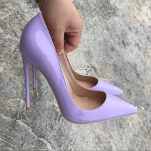 Keshangjia/женские туфли-лодочки; фиолетовая обувь; женские свадебные туфли на высоком каблуке 12 см, 10 см; пикантная модная обувь из лакированной кожи