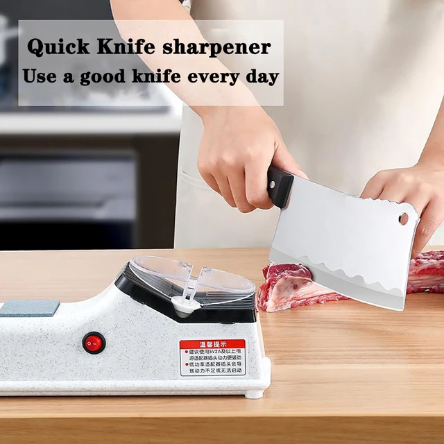 USB Electric Knife Sharpener Adjustable For Kitchen Knives Tool Knife Scissor Sharpening White medium and fine grinding blade 2