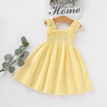 

2019 Summer Toddler Kids Baby Girls Strap Dress Princess Pageant Party Tutu Dress Cotton Sundress for 1-5Y