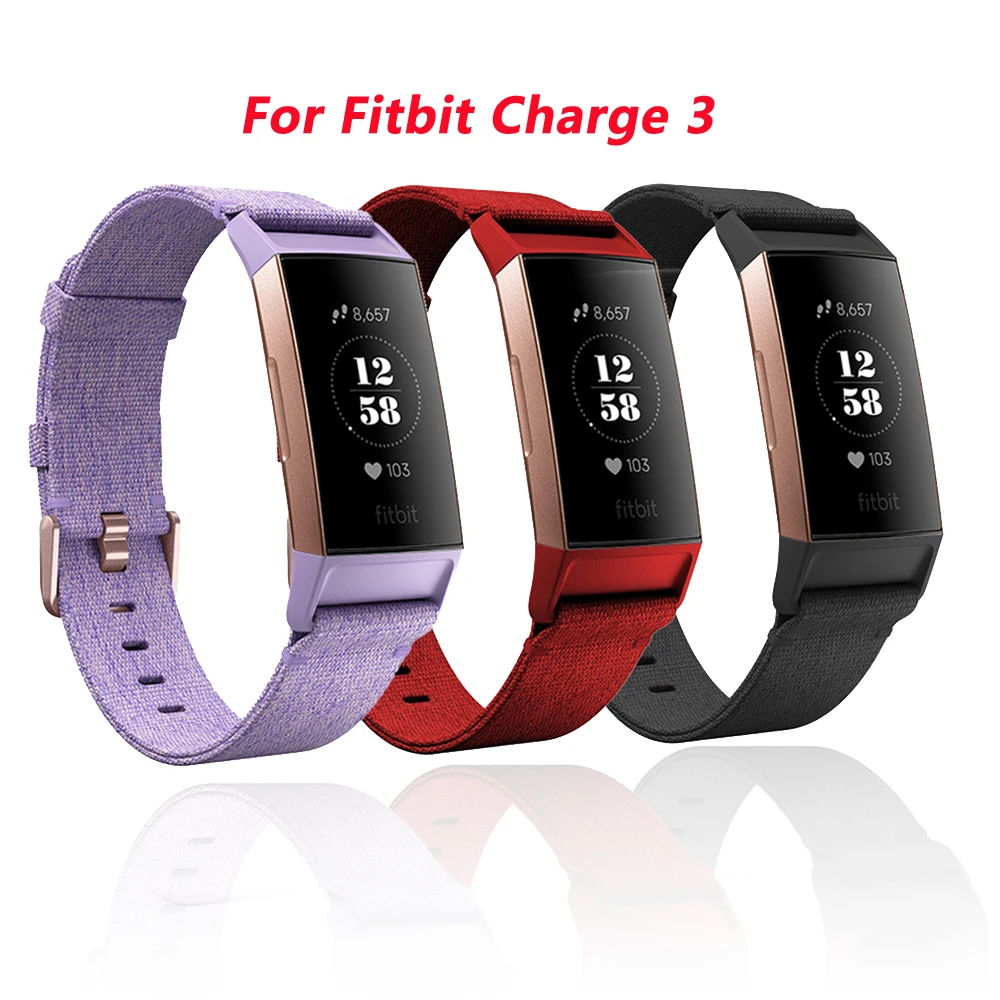 

Sport nylon band for fitbit charge 3 strap replacement Solid color canvas wrist bracelet belt for fitbit charge 3 new watchband