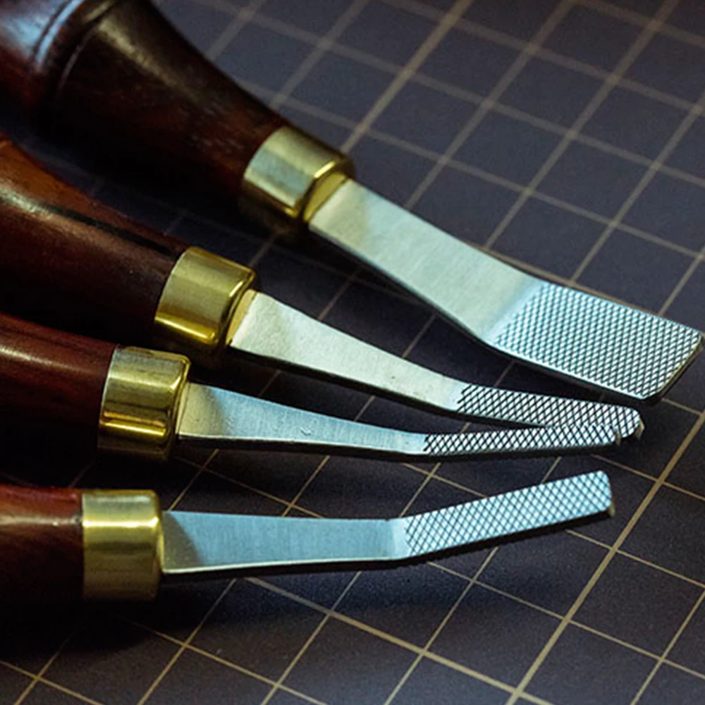 Dalbergia Wood Handle Leather Edge Treatment Surface Polishing Rough File Knife 1 Piece 3/4/5/10mm Leather Craft DIY Tool MMHXQ leather craft tools leather craft tool leather craft tool kit leather tools
