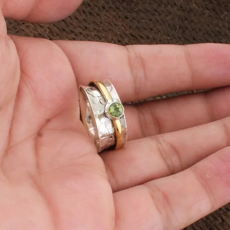 Two color creative fashion color zirconium ring new European and American popular hand jewelry size 6-10 1