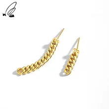 

S'STEEL 925 Sterling Silver Asymmetric Stud Earrings Chain Gift For Women Luxury Personality Unusual Earings Fine Boho Jewelry