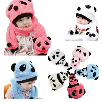

Newborn Baby Girl Boy Hats Winter Panda Toddler Caps Beanie + Scarf Sets Kids