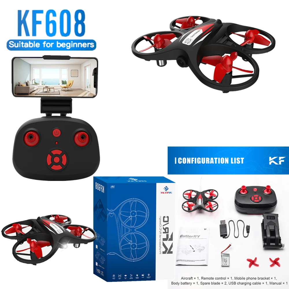 Радиоуправляемый вертолет KF608 мини-Дрон с 720P HD камерой Wi-Fi FPV режим голосового