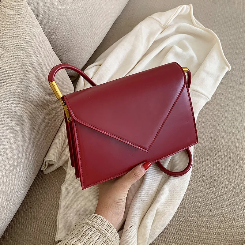 

New Arrival Bag Women's 2019 New Style Triangular gai yang Gas Simple Textured Shoulder Bag Autumn And Winter Versatile Shoulder