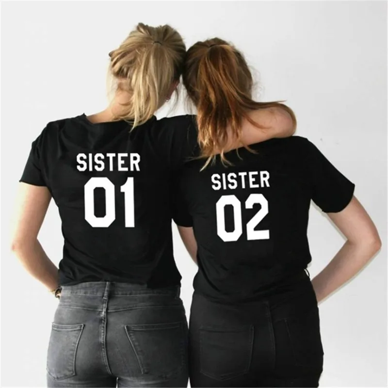 Женская летняя футболка Лучшие Друзья футболка SISTER 01 SISTER 02 Футболка с принтом топы с короткими рукавами футболка Повседневная сестра футболка|Футболки| | АлиЭкспресс