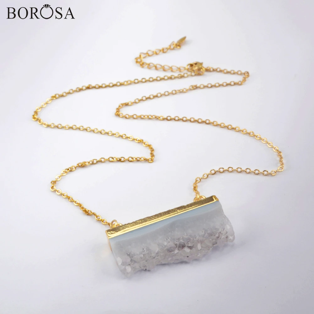 BOROSA 1 шт. кулон ожерелье Druzy 18 дюймов золотое Oco с кристаллом соединителем Geode в